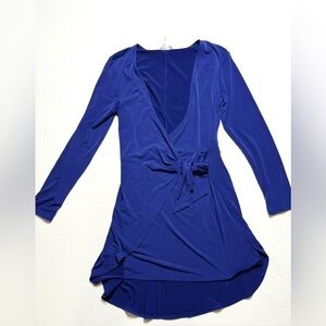 BCBGeneration Royal Blue V-Neck Wrap Dress with Asymmetrical Hem Sz. Medium